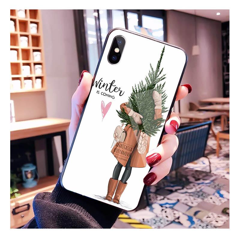 

Cute Christmas Deer Tree Glass phone case For Samsung S25 S24 S23 S22 Ultra S24 Plus A55 A16 A54 A15 A56 A36 A34 A34 5G