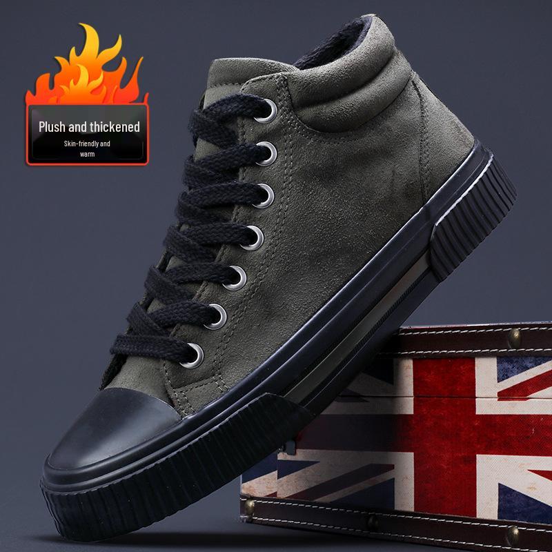 Herren Winter High Top Warme Samt Schnür Baumwollschuhe - Vielseitig, Bequem, Einfarbige