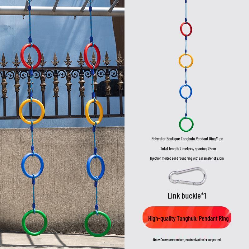 Children's Outdoor Sensory Integration Rope Ladder and Swing Set with Climbing Rings