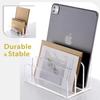 SANRUI Acrylic Mail File Organizer Sorters for Desk, 3 Upright Compartments Laddered Clear Desktop Vertical Letter Holder, Multifunction Envelope