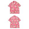 Men's Stand Up Collar Vintage Shirt, Hawaiian Fashion Beach Shirt, Summer Short Sleeved Top, Y2K Rose Aesthetic Shirt