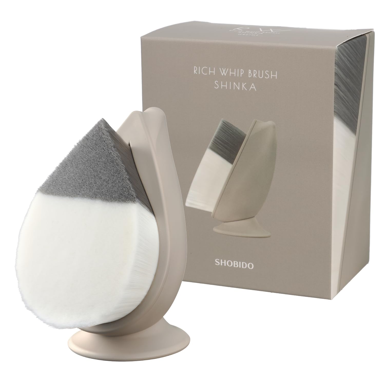 

SHOBIDO SHINKA Rich Whip Brush, Intense Facial Cleansing Brush with Antibacterial Bristles, for Men and Women, Pore and Nose Cleansing (Greige)