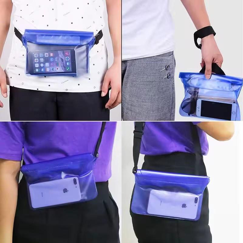 Waterproof PVC Phone Waist Pouch Dry Bag Packs With Adjustable Waist Strap For Kayaking Beach Camping Swimming Pool Accessories