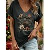 Fashion Women's V-Neck Short Sleeve 3D Casual Color Printing Casual Short Sleeve V-Neck T-Shirt