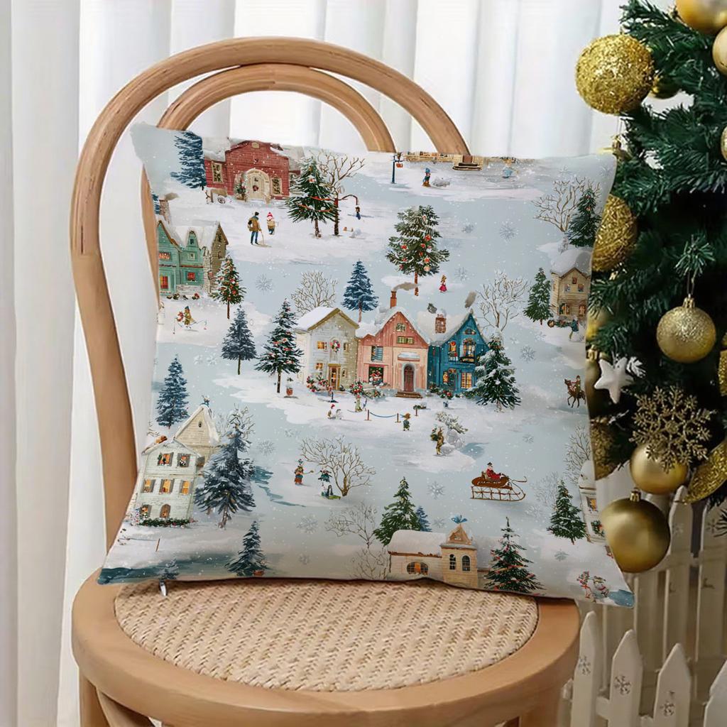 Festive Floral & Christmas Pattern Pillowcasesuitable For Sofa Car Bedroom Decorative Cushion Cover Pillow Cover