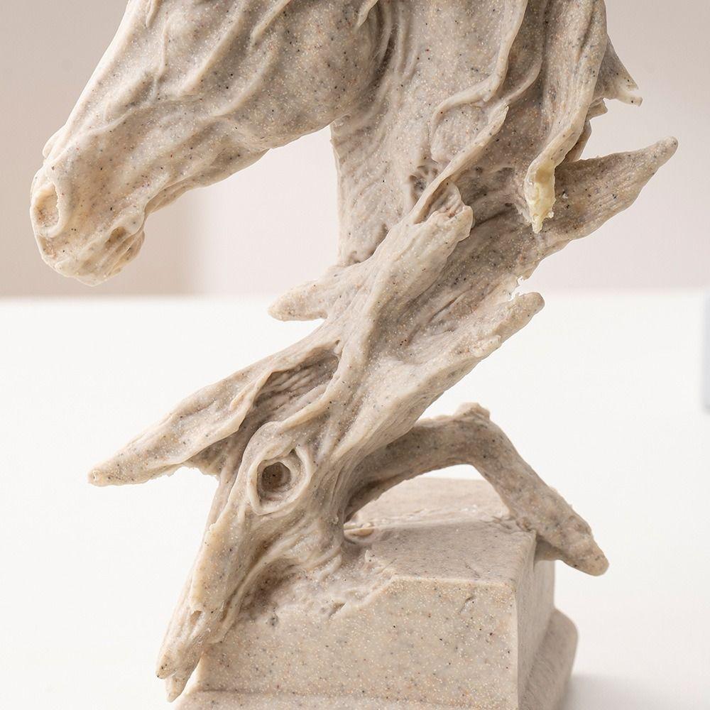 Resin Animal Sculpture Art Miniatures Figurine Micro Landscape Horse Head Statue  Bedroom