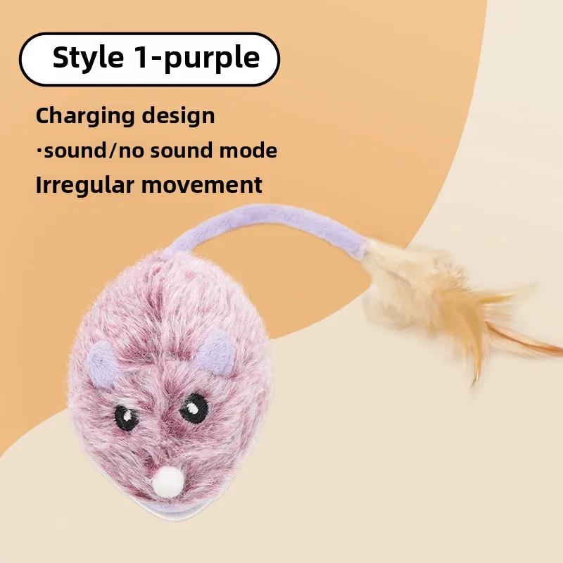 

Realistic Cat Plush Mouse Toy, Interactive Cat Toys for Indoor Cats, Fun Running Mice Kitten Toys for Exercise, Cute Pet Toys фиолетовый