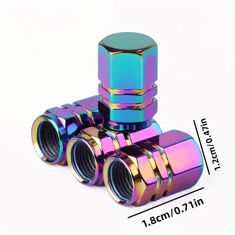 In-Stock Iridescent Aluminum Alloy Hex Valve Stem Cap for Cars & Motorcycles