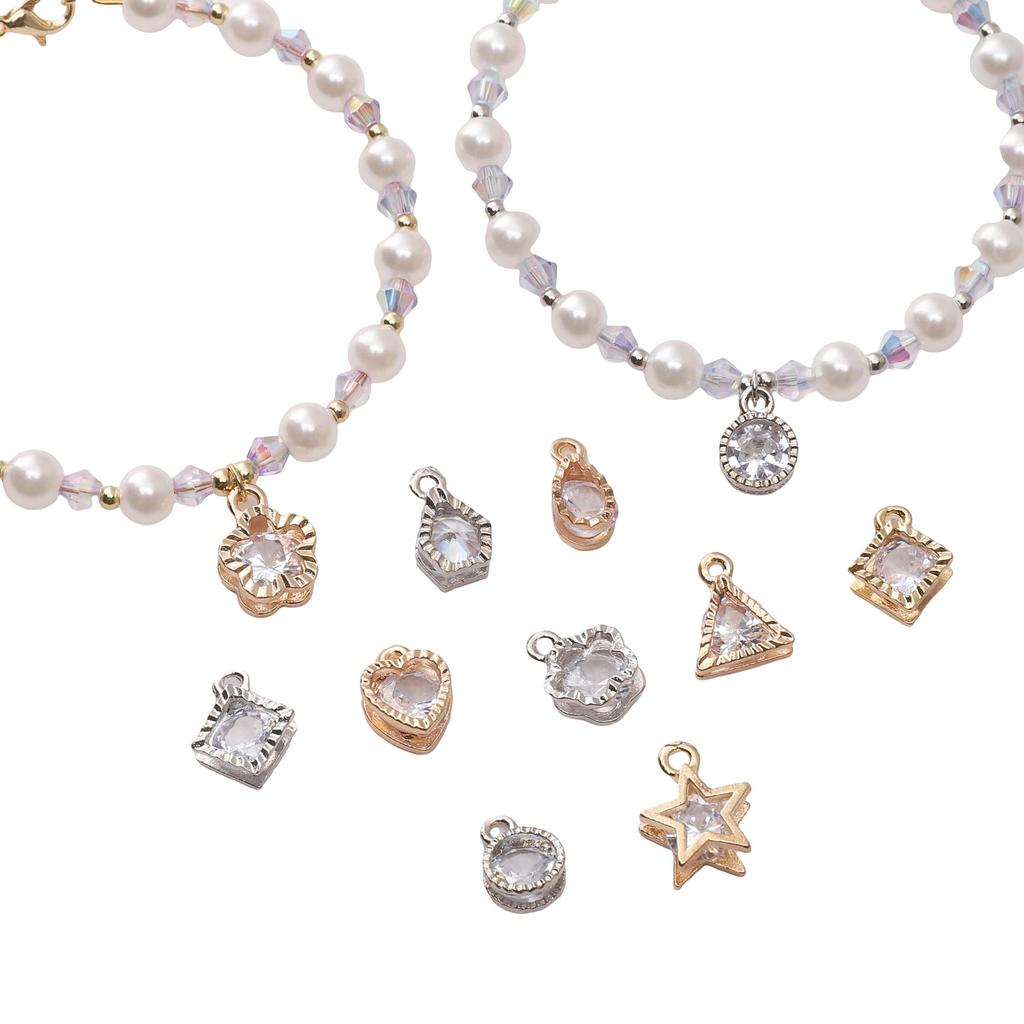 Alloy Charms Inlaid Zircon Heart Star Rhinestone Pendant Accessory For DIY Earring Necklace Accessories