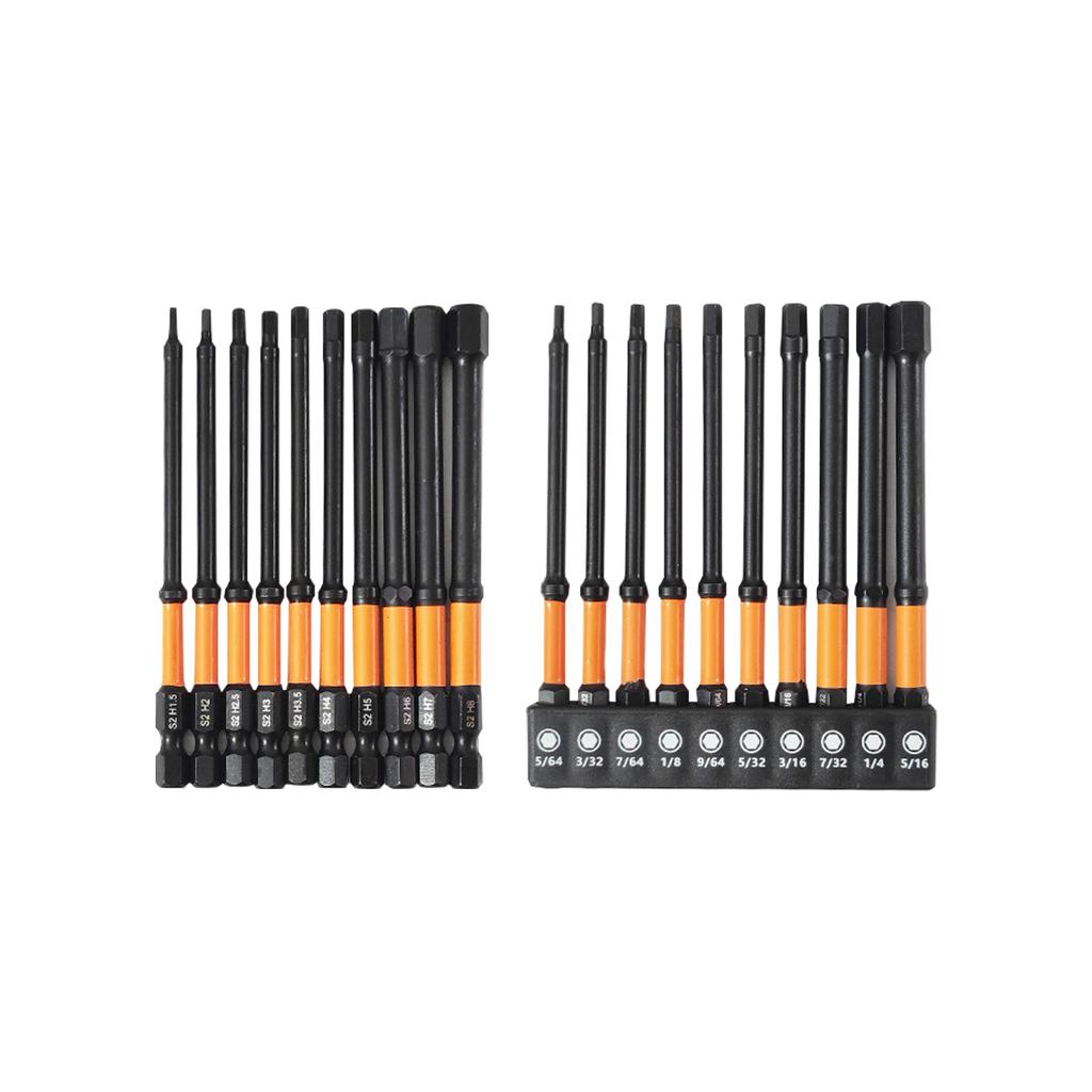 10Pcs Impact Hex Head Allen Wrenches Drill Bit Set 100mm H1.5-H8 Hex Shank Steel Hex Screwdriver Bit for Assembling
