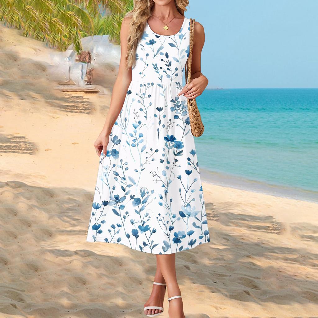 Womens Maxi Dress Floral Maxi Dress Boho Maxi Dress Long Dresses for Women Sleeveless Summer Maxi Dress for Older Women