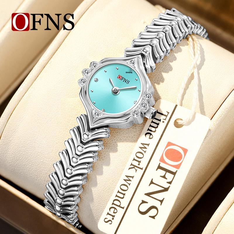 OFNS Elegant Women's Quartz Watch - Diamond-Inlaid Wheat Ear Design, Light Luxury, Waterproof, High-End Feel.