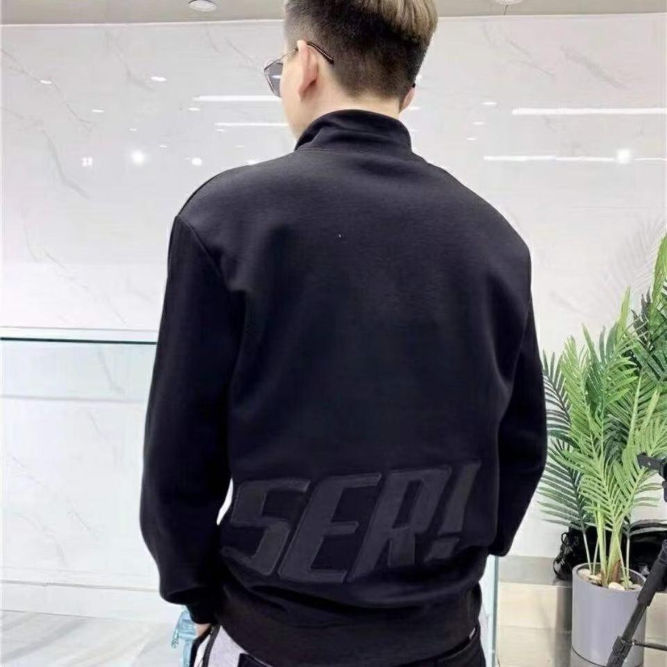 Men's 2025 Slim Fit Pullover Hoodie - Velvet Stand Collar, Stylish Autumn/Winter Base Layer Top