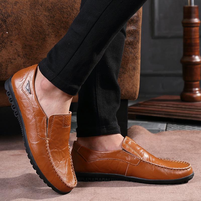 Men's Spring 2024 Leather Slip-On Loafers: Business Casual, Soft Sole, Toad Style