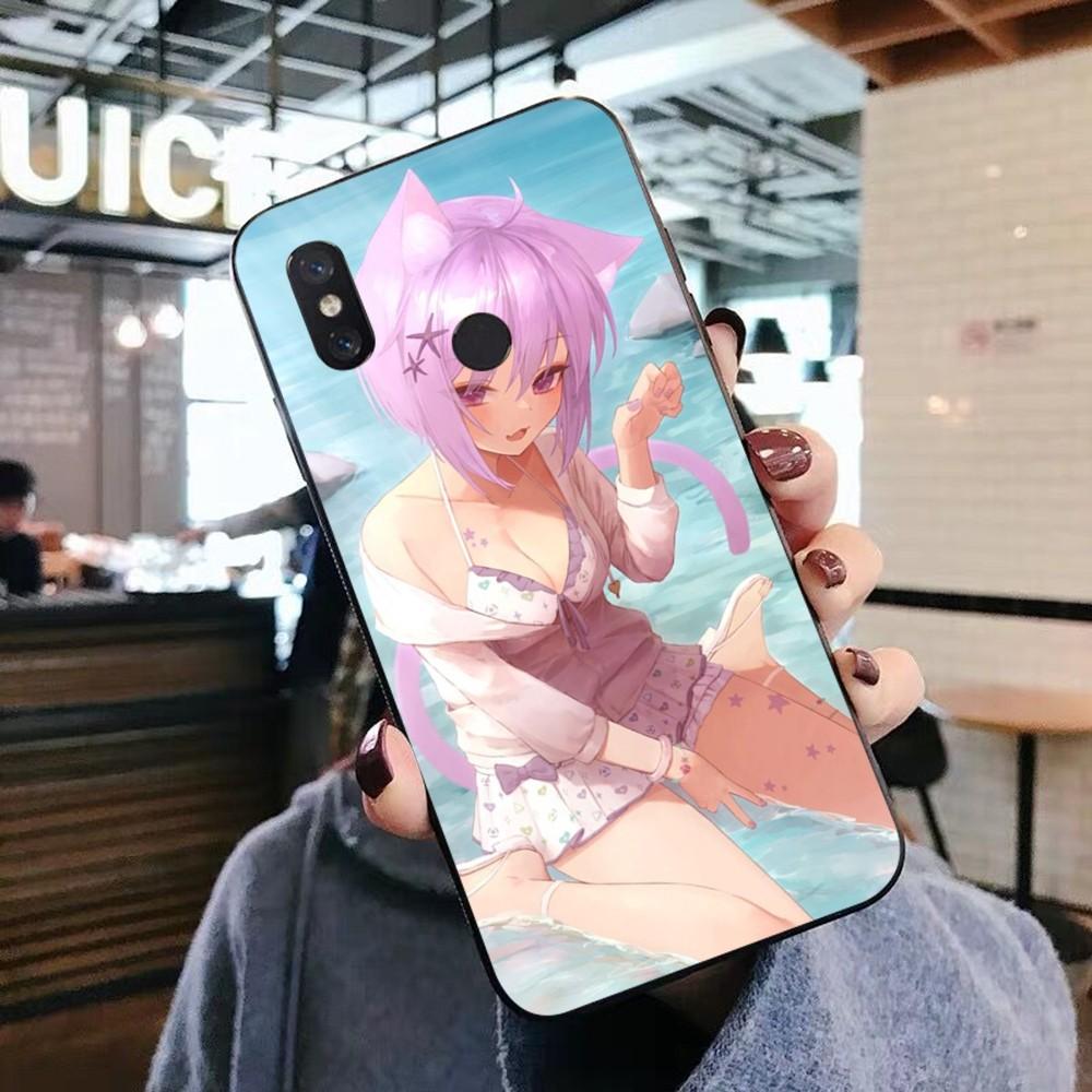 Kawaii Nekomata Okayu Phone Case For Xiaomi Mi 5X 8 9 10 11 12 lite pro 10T PocoX3pro PocoM3 Note 10 pro lite