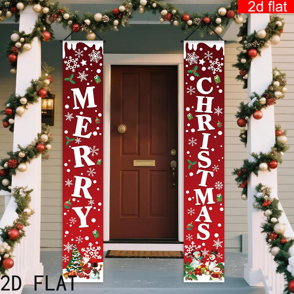 2pcs Christmas & Chinese New Year Snowflake Indoor/Outdoor Door Couplet Red