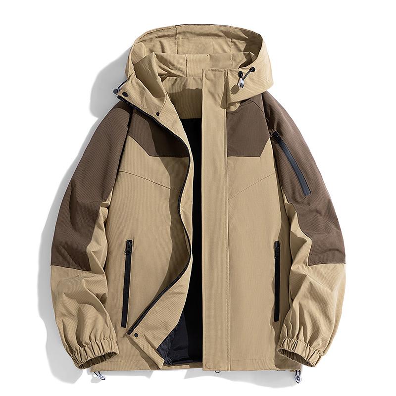 Men's hooded color-blocked jacket trendy spring and autumn new casual ruffian couple pilot staff jacket