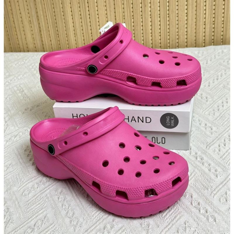 Chaussures nu-pieds à plateforme et talon moyen avec trous type nuage pour femme, sac à main, pantoufles cool, confortables, antidérapantes, respirantes, chaussures de plage w5 (suitable for feet size 35) pink