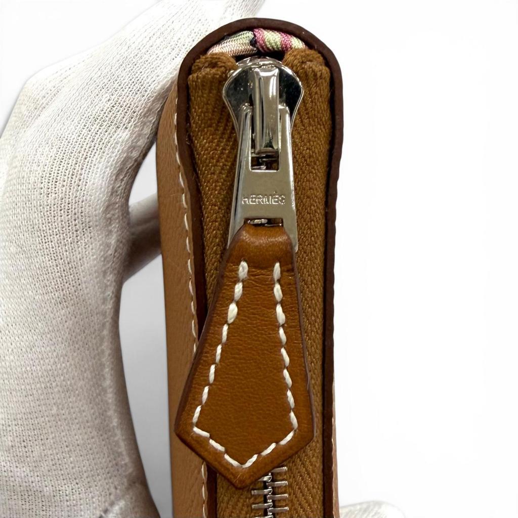 Portamonete HERMES impeccabile Azap compatto in seta con cerniera perimetrale in pelle Epsom da donna Usato