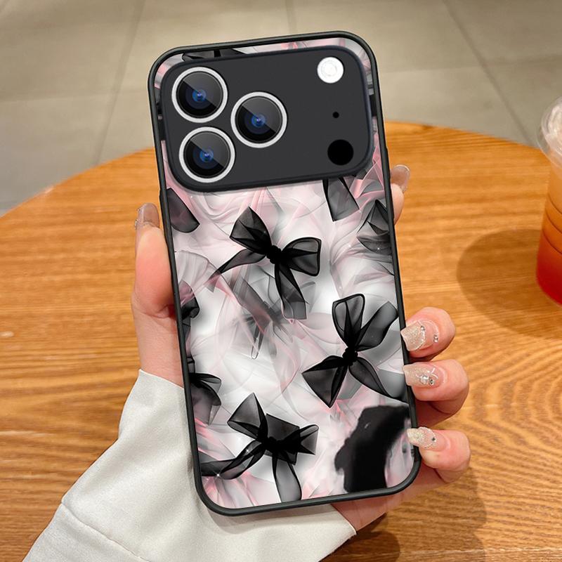 Translucent Matte Magnetic Phone Case For iPhone 17 16 15 Pro 14 13 Pro Max 16e 17e For Magsafe Bowknot Print Hard PC Back Cover