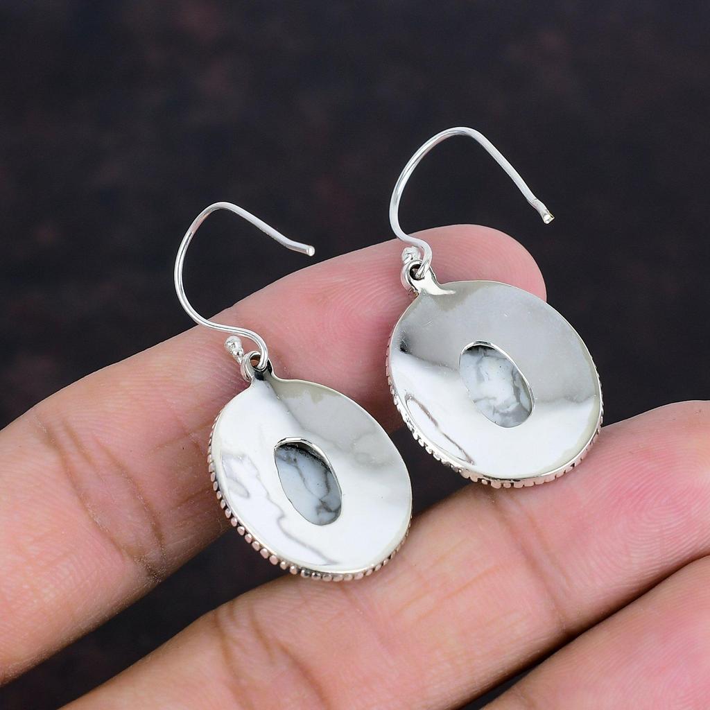 Howlith Ohrring 925 Sterlingsilber Ohrringe Vintage Edelstein Ohrringe Echter Howlith Schmuck Handgefertigt Brandneu Ohrring Jubiläumsgeschenke