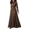 Women's Long Dress High Collar Long Sleeve Maxi Dress Casual Plus Size Pocket Pullover Party Dress