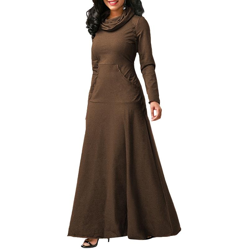 Осенне-зимнее женское платье больших размеров, повседневное длинное платье-пуловер из хлопка S