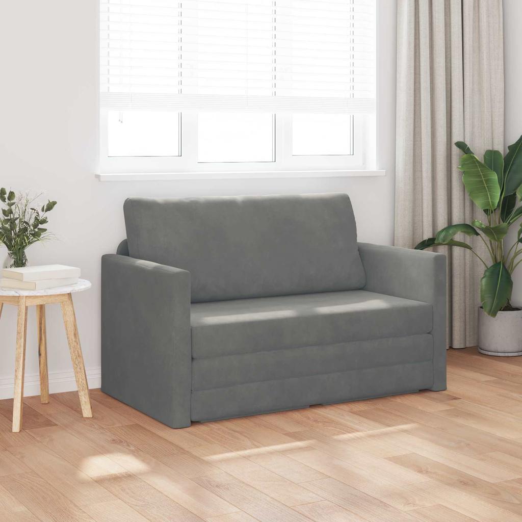Dark Grey Velvet Sleeper Sofa 124 X 71 X 78 Cm