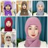 Ear Protection Knitted Skullies Hat Scarf Set Neck Warmer Neckerchief Women Hooded Scarf  Women