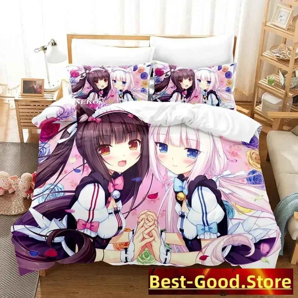 Nekopara Bedding Set Single Twin Full Queen King Size Bed Set Aldult Kid Bedroom Duvetcover Sets Anime Parure De Lit Bed