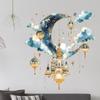 Fantasy Moon Pendant Lamp Castle Wall Sticker Living Room Entrance Wall Decoration Self-Adhesive