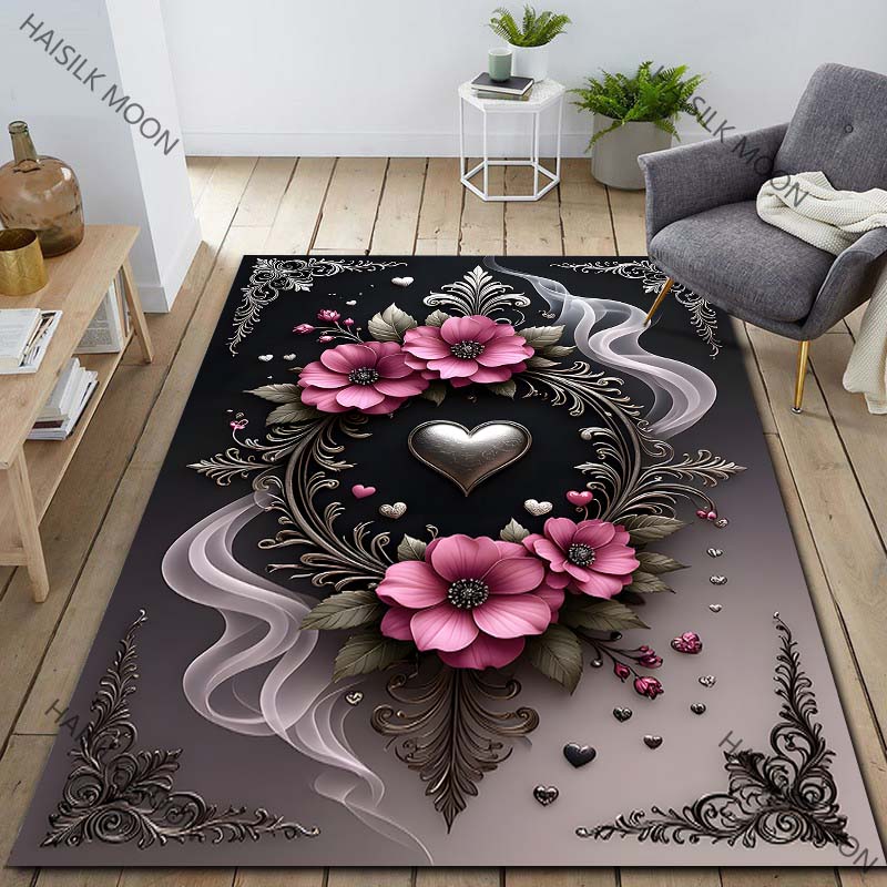 6 Styles Gothic Romantic Style Heart Art Printed Carpet for LivingRoom Bedroom Sofa Home Decor Non-slip Floor Mat Wonderful Gift