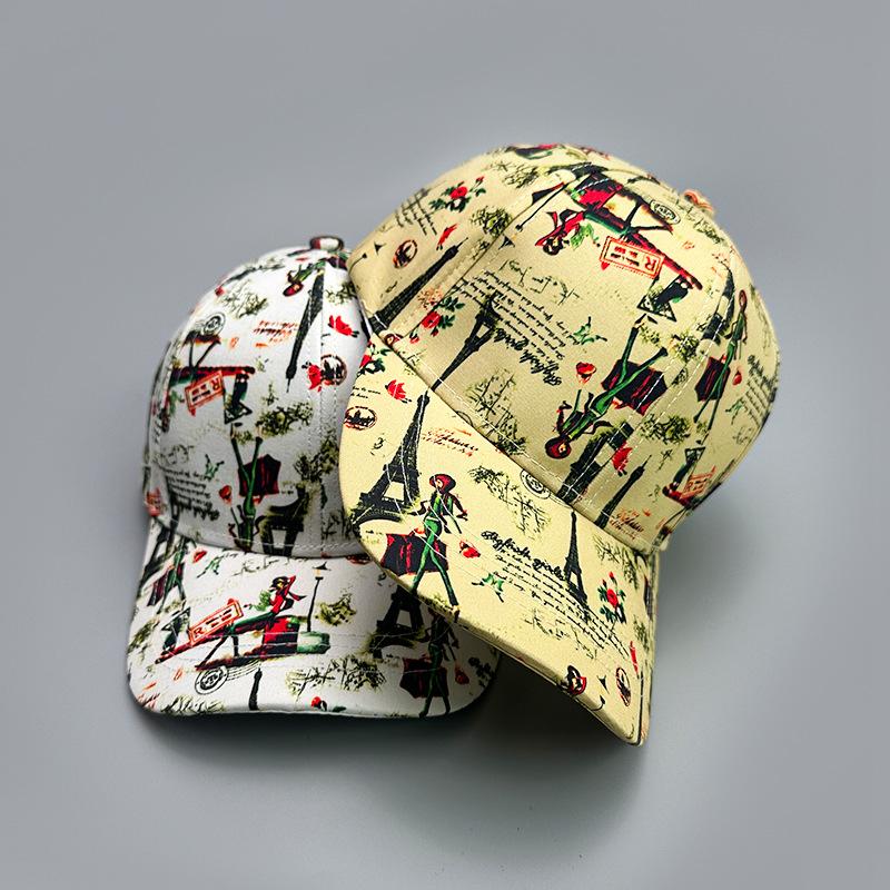 Cappellino da Baseball Retrò Pattern Guochao Torre di Parigi per Uomo e Donna Parasole Moda Cappellino da Esterno