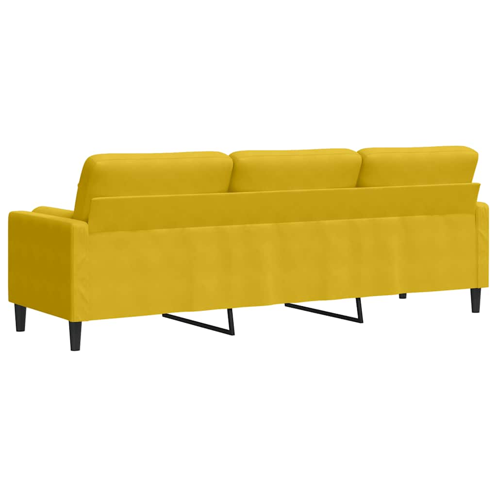 3 Seater Sofa with Decorative Cushions Yellow 210 Cm Velvet