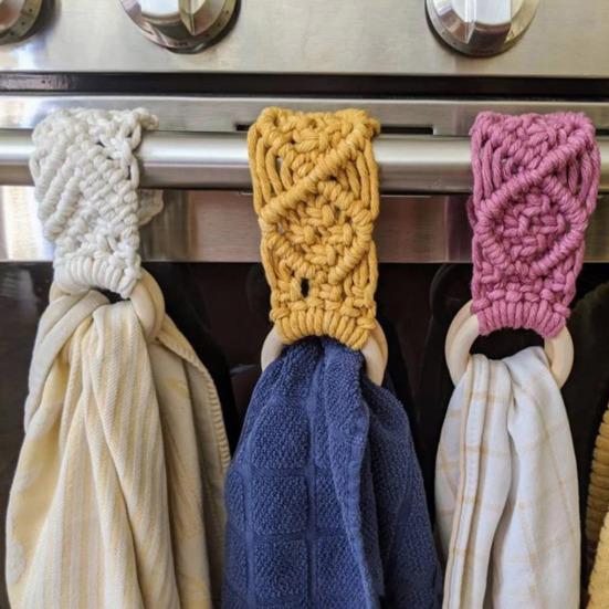 Kitchen Towel Hanger Dish Towel Ring Easy to Hang Widely Used Kitchen Crochet Hanging Ring Dish Towel Hanger Decoration