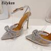 Mode Eilyken PVC Transparent Silber KRISTALL Damen Pumps Mode Knöchelriemen Braut Dünne Hohe Absätze Frühling Herbst Hochzeitsparty Schuhe