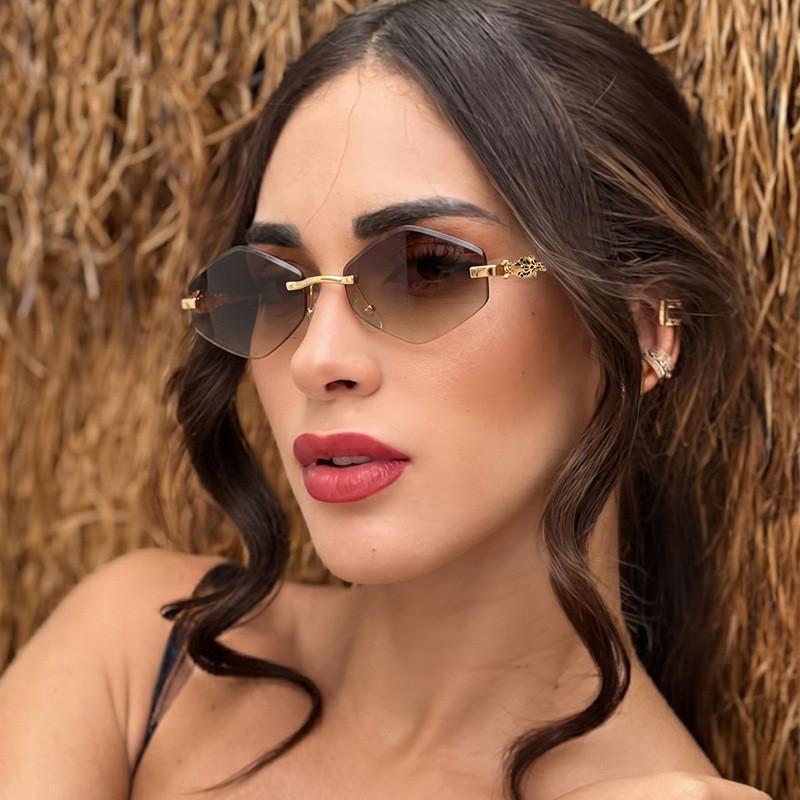 Geometric Hexagon Sunglasses For Men And Women Uv400 No Frame Fashion Outdoor Protection