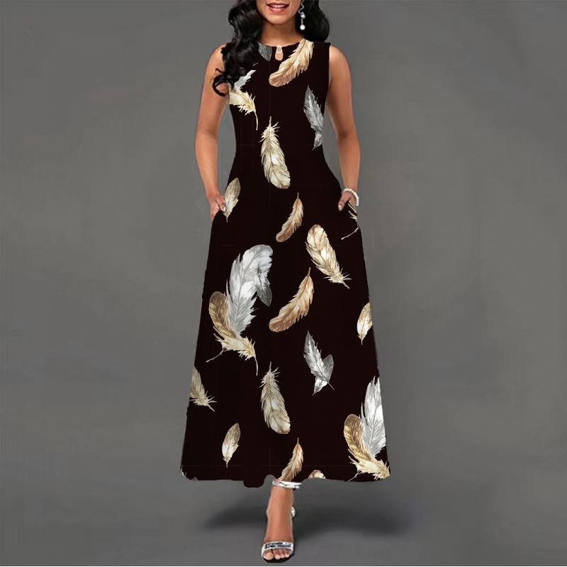 2025 New Fashion Trend Dresses Spring Summer Printed Waist Dresses Fashion Women's