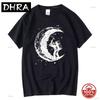 Unisexs High Quality 100 Cotton Moon Print Casual Summer Soft Short Sleeve Unisex Tshirt Loose Tshirt Male Tee Shirts Male Tee Tops