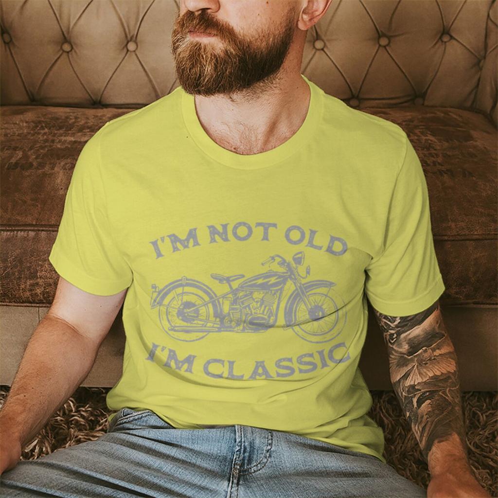 Im Not Old Im Classic Funny Motorcycle Print Tshirts Men Streetwear Short Sleeve Casual Crewneck Tshirt Funny Cycling Tshirt
