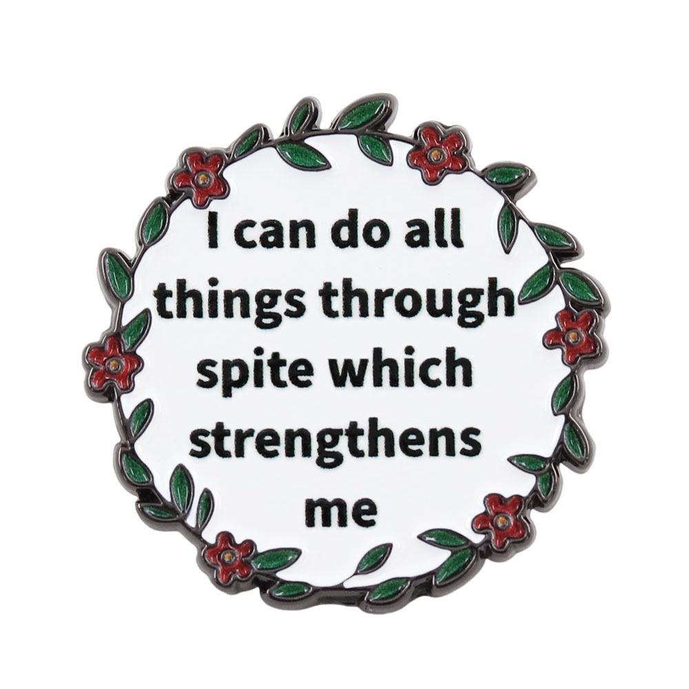 Happiness-Inspired Brooch: Wreath Pattern Badge with Positive Quotes