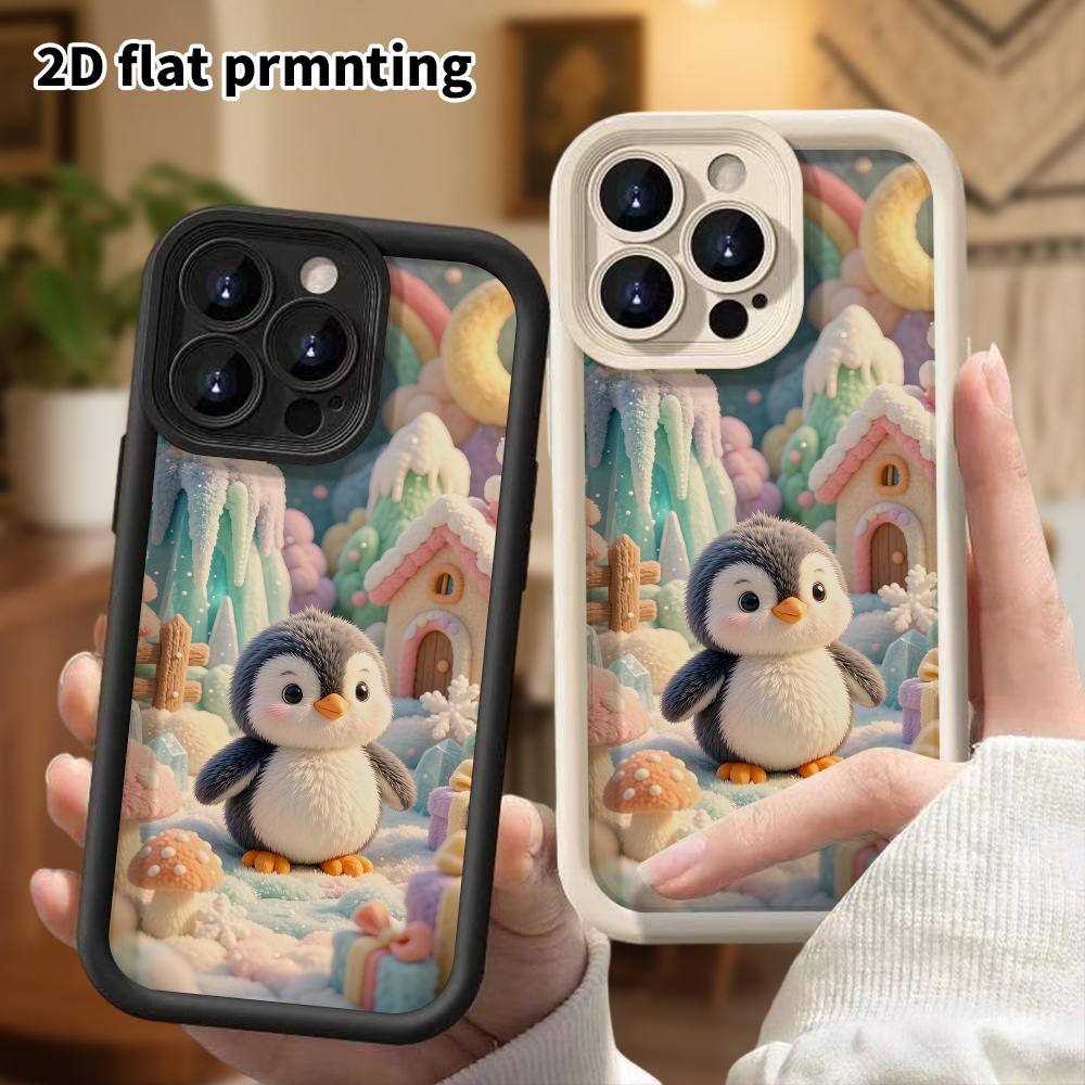 Phone Case: 2D Flat, Suitable for iPhone 18, 17, 16, 15, 14, 13, 12Pro Protective Case, Cute Little Snow Penguin, Perfect Christmas and Halloween Holi