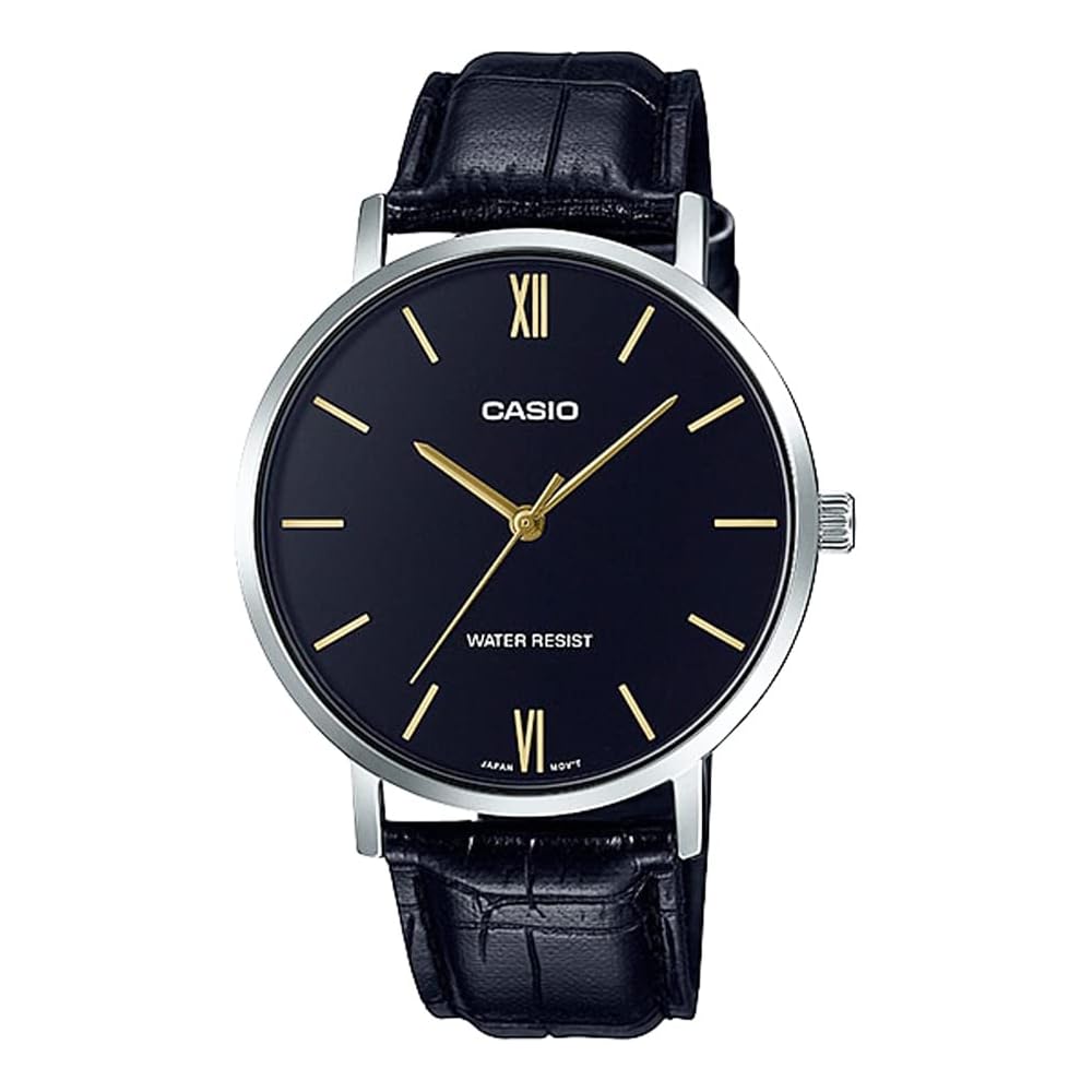 

Casio MTP-VT01L-1B Quartz Men s Watch Black with Black Leather Band Imported Model