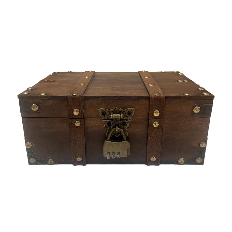 Wooden Decorative Box for Jewelry Storage and Display Cabinet Keepsakes Chest with Lock Mechanism Trinket Organiser