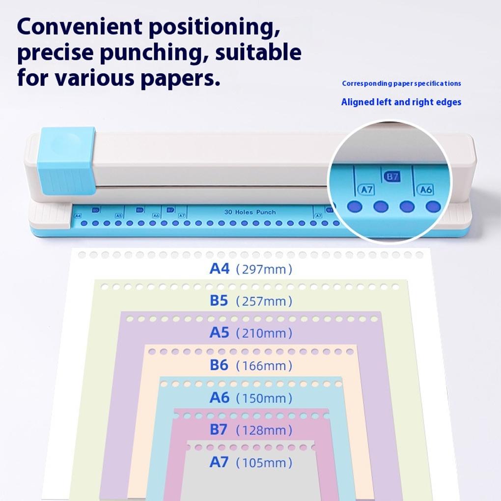 Punching Machine 30 Hole Document Collar Punching Machine Manual DIY A4 Punching Machine Hand Push Office Supplies