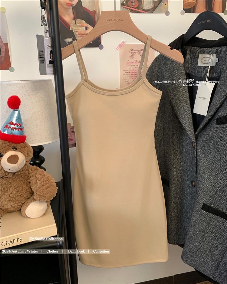 

Матовое приталенное платье-майка с подкладками на груди - Универсальная короткая юбка для женщин, осенне-зимний сексуальный стиль One Size хаки