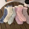 6Pairs Warm Solid Fleece Socks Plush Sleeping Socks Women Cute Coral Fleece Socks Fall Winter