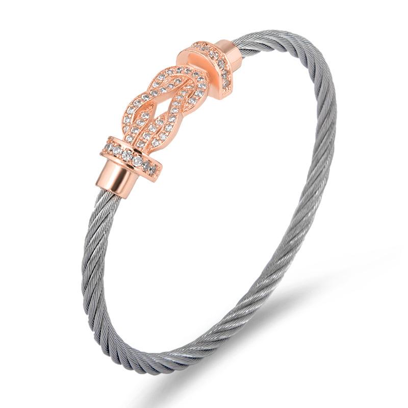 European and American trend bracelet, wire rope magnetic buckle brick bracelet, cross head micro-inlaid bracelet 2026