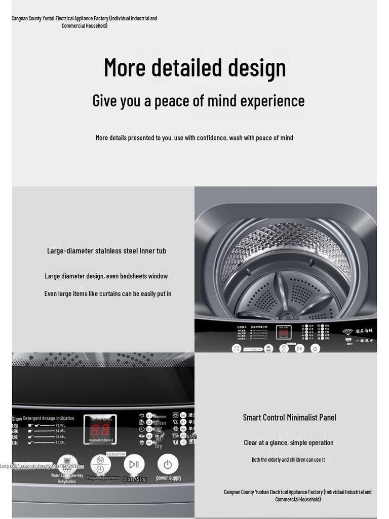 Compact Washer-Dryer Combo: Fully Automatic, Large Capacity, Ideal for Rentals and Small Dorms