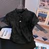 New Chinese Style Disc Buckle Tie-dye Irregular Slim-fit Short-sleeved T-shirt Women's Summer New Short Versatile Clothes